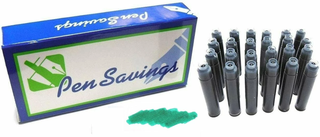 Pen Savings 24 Standard International Short Fountain Pen Ink Cartridges, Oceans Teal 3 Pen Savings 24 Standard International Short Fountain Pen Ink Cartridges, Oceans Teal