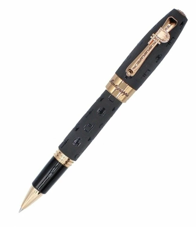 Montegrappa Fortuna Ruble Rollerball Pen, Black & Gold, Swarovski Crystals 3 Montegrappa Fortuna Ruble Rollerball Pen, Black & Gold, Swarovski Crystals