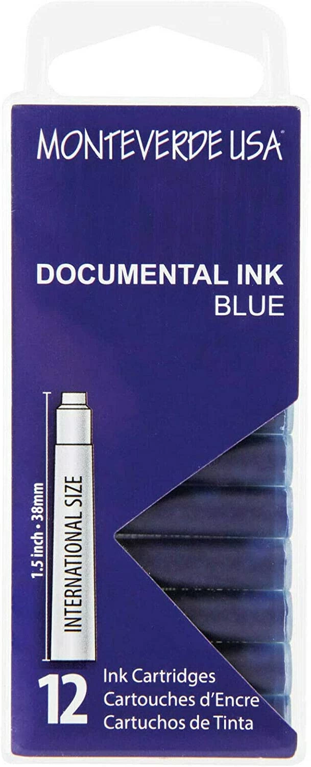 Monteverde International Standard Fountain Pen Ink Cartridges, Documental Blue 3 Monteverde International Standard Fountain Pen Ink Cartridges, Documental Blue