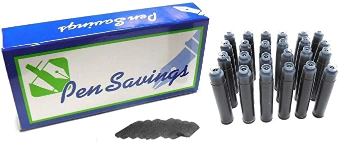 Pen Savings 24 Standard International Short Fountain Pen Ink Cartridges, Black 3 Pen Savings 24 Standard International Short Fountain Pen Ink Cartridges, Black