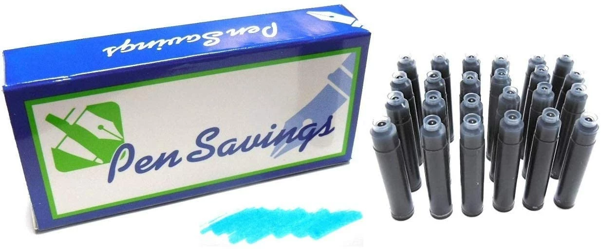 Pen Savings 24 Standard International Short Fountain Pen Ink Cartridges, Turquoise 3 Pen Savings 24 Standard International Short Fountain Pen Ink Cartridges, Turquoise