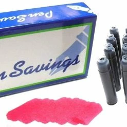 Pen Savings 24 Standard International Short Fountain Pen Ink Cartridges, Cardinal Red