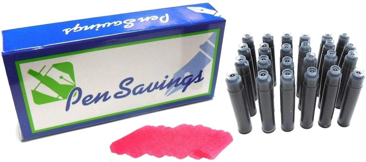 Pen Savings 24 Standard International Short Fountain Pen Ink Cartridges, Cardinal Red 3 Pen Savings 24 Standard International Short Fountain Pen Ink Cartridges, Cardinal Red