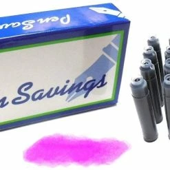 Pen Savings 24 Standard International Short Fountain Pen Ink Cartridges, Rose Pink