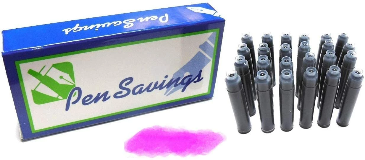 Pen Savings 24 Standard International Short Fountain Pen Ink Cartridges, Rose Pink 3 Pen Savings 24 Standard International Short Fountain Pen Ink Cartridges, Rose Pink