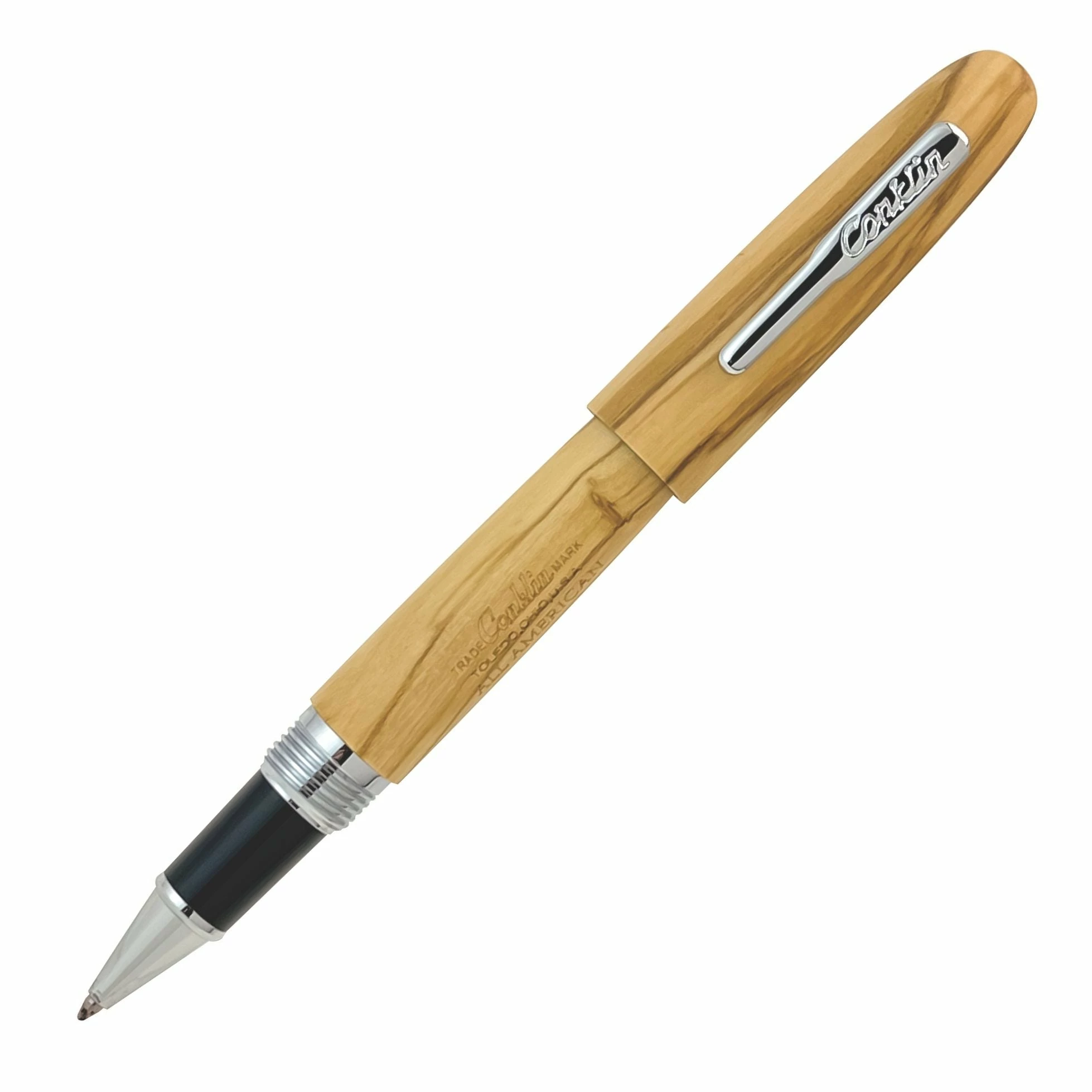 Conklin All American Limited Edition Olive Wood Rollerball Pen, Chrome Trim 3 Conklin All American Limited Edition Olive Wood Rollerball Pen, Chrome Trim