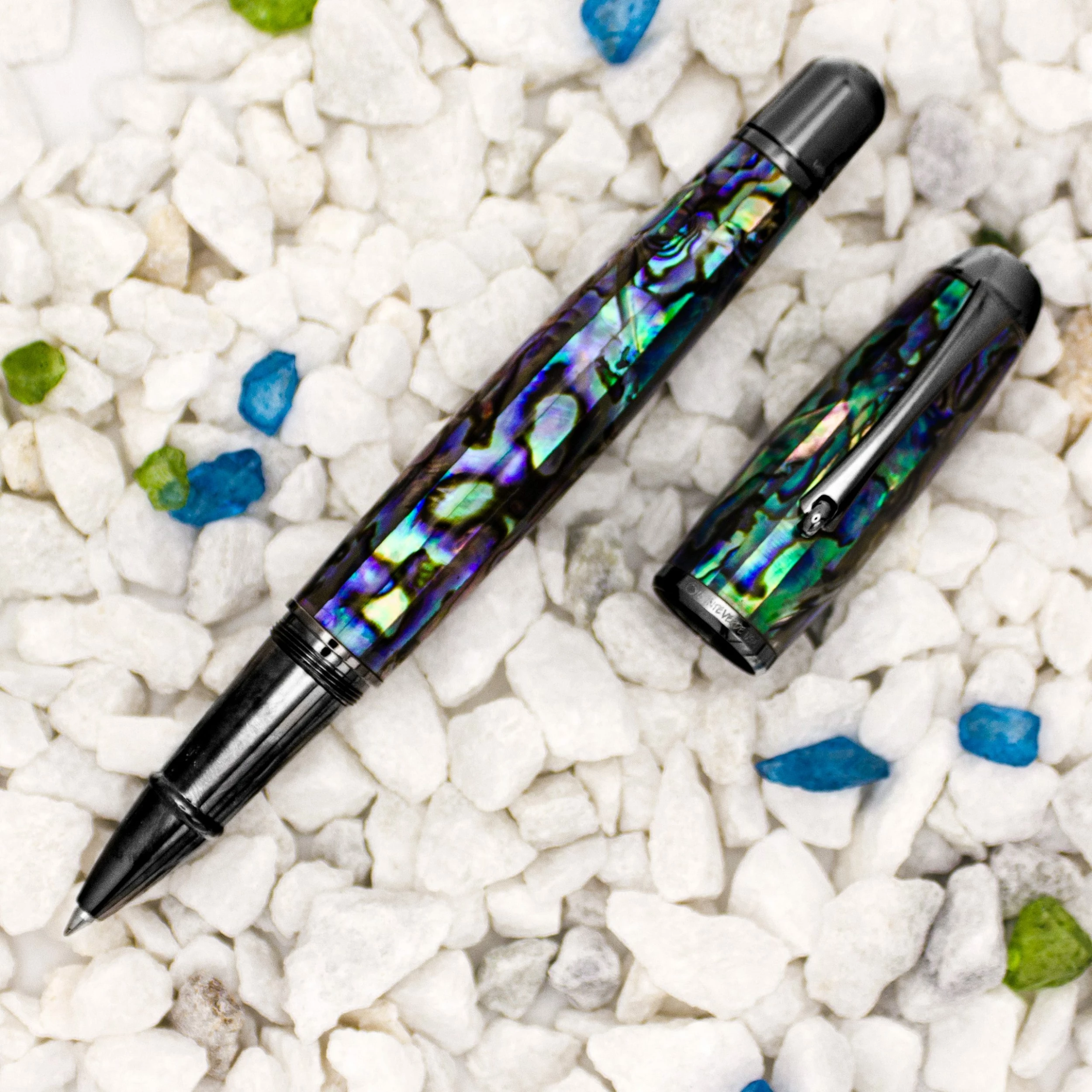 Monteverde Super Mega Limited Edition Abalone Rollerball Pen, Gunmetal Trim 3 Monteverde Super Mega Limited Edition Abalone Rollerball Pen, Gunmetal Trim