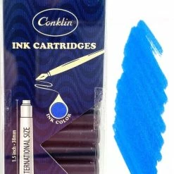 Conklin Fountain Pen Ink Cartridges, 12 Pack, Blue