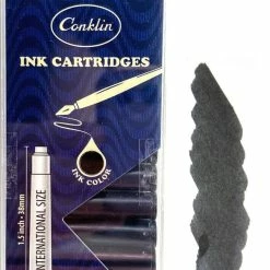 Conklin Fountain Pen Ink Cartridges, 12 Pack, Black