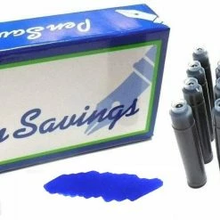 Pen Savings 24 Standard International Short Fountain Pen Ink Cartridges, Sapphire Blue