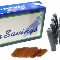 Pen Savings 24 Standard International Short Fountain Pen Ink Cartridges, Rustic Brown