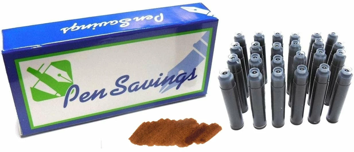 Pen Savings 24 Standard International Short Fountain Pen Ink Cartridges, Rustic Brown 3 Pen Savings 24 Standard International Short Fountain Pen Ink Cartridges, Rustic Brown