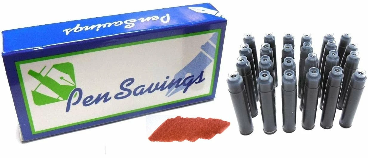 Pen Savings 24 Standard International Short Fountain Pen Ink Cartridges, Dragon Red 3 Pen Savings 24 Standard International Short Fountain Pen Ink Cartridges, Dragon Red