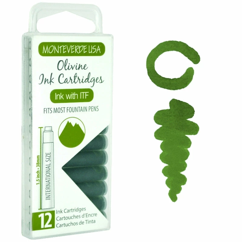 Monteverde International Standard Fountain Pen Ink Cartridges, Olivine 3 Monteverde International Standard Fountain Pen Ink Cartridges, Olivine