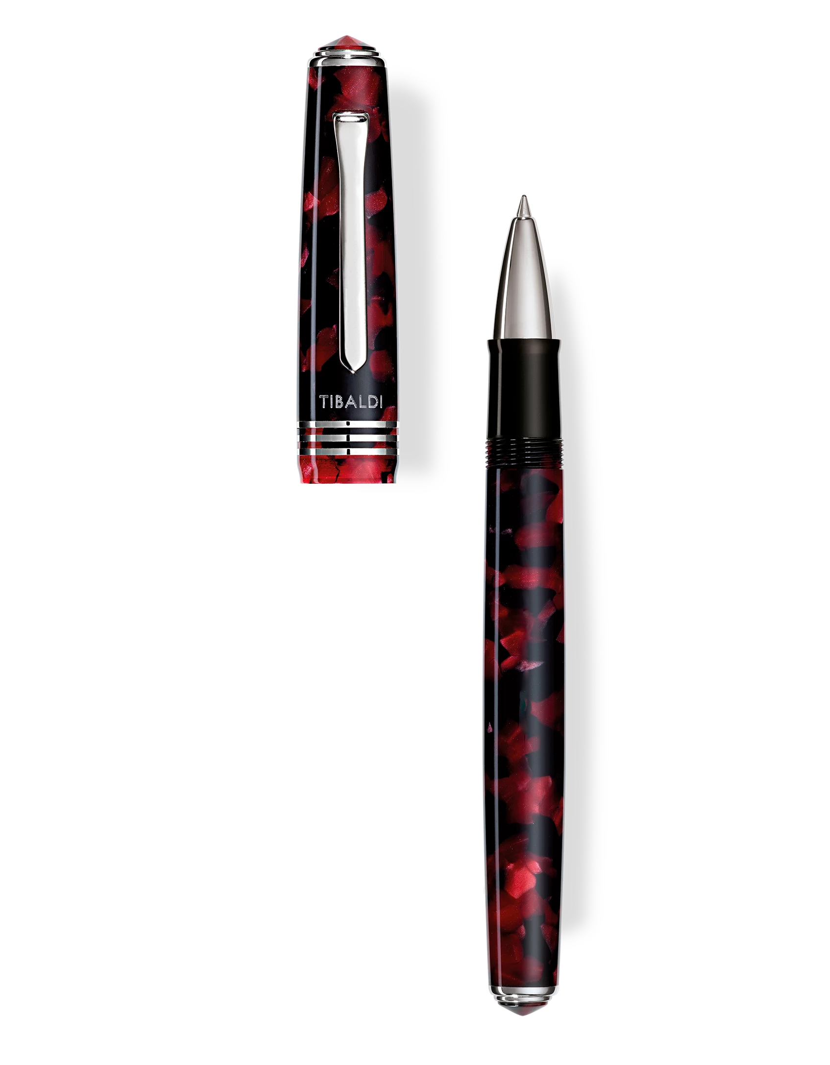 Tibaldi N60 Ruby Red Resin Rollerball Pen, Palladium Trim 3 Tibaldi N60 Ruby Red Resin Rollerball Pen, Palladium Trim