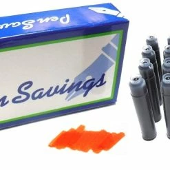 Pen Savings 24 Standard International Short Fountain Pen Ink Cartridges, Sunset Orange