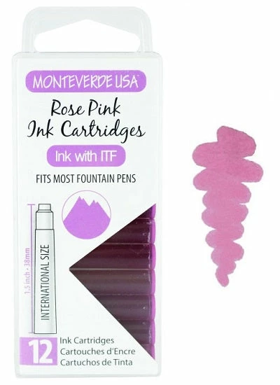 Monteverde International Standard Fountain Pen Ink Cartridges, Rose Pink 3 Monteverde International Standard Fountain Pen Ink Cartridges, Rose Pink