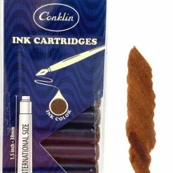 Conklin Fountain Pen Ink Cartridges, 12 Pack, Brown