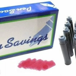 Pen Savings 24 Standard International Short Fountain Pen Ink Cartridges, Burgundy Wine