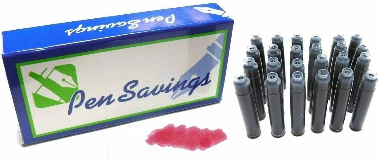 Pen Savings 24 Standard International Short Fountain Pen Ink Cartridges, Burgundy Wine 3 Pen Savings 24 Standard International Short Fountain Pen Ink Cartridges, Burgundy Wine
