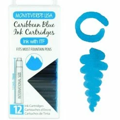 Monteverde International Standard Fountain Pen Ink Cartridges, Caribbean Blue