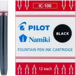 Pilot Namiki Fountain Pen Ink Cartridges, Black, 12pk