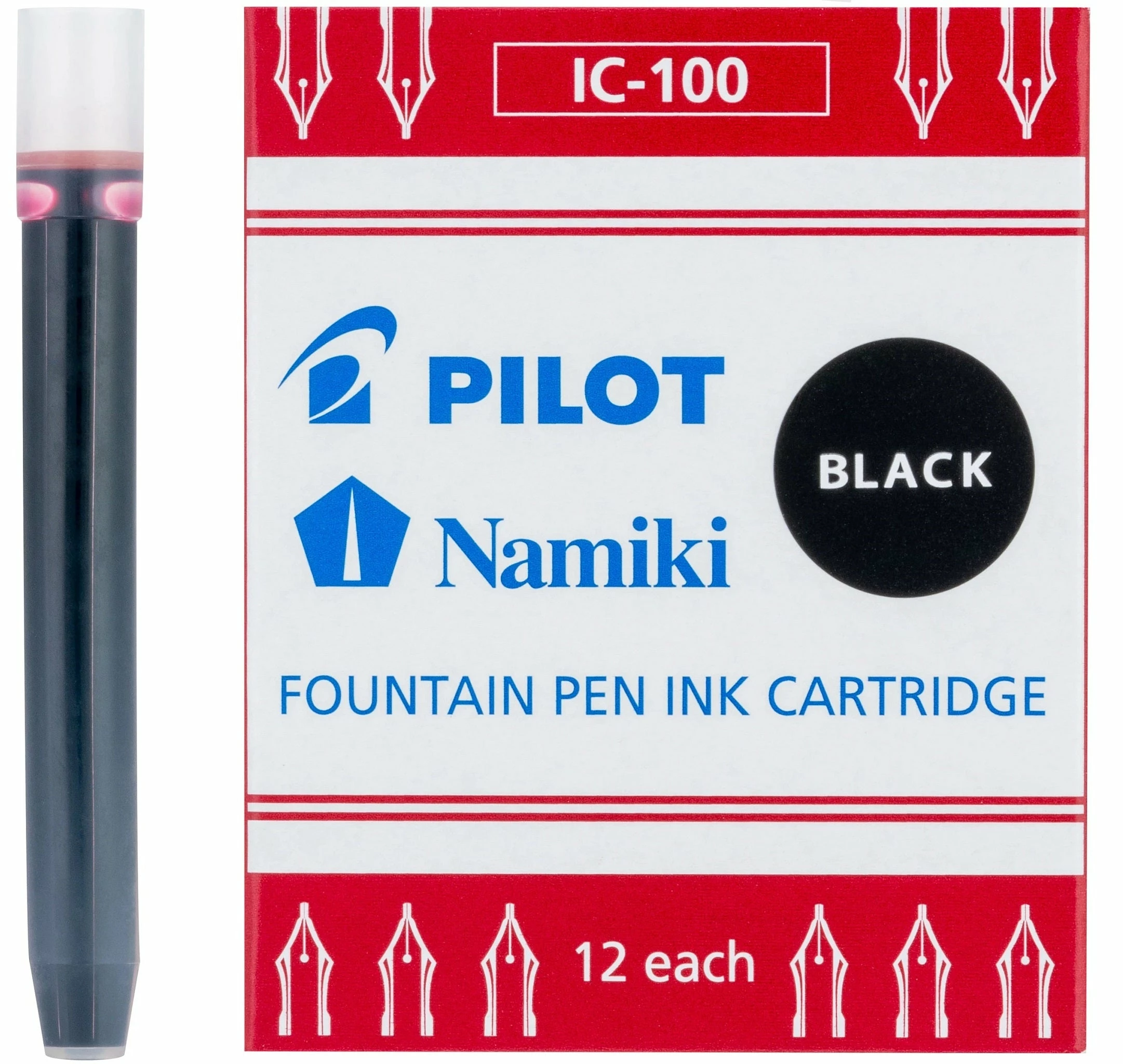 Pilot Namiki Fountain Pen Ink Cartridges, Black, 12pk 3 Pilot Namiki Fountain Pen Ink Cartridges, Black, 12pk