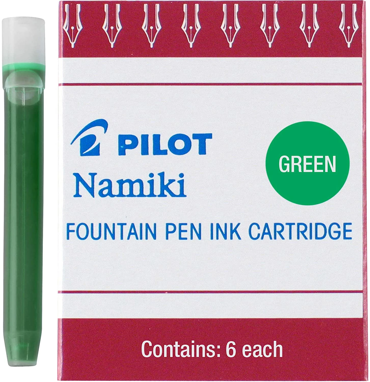 Pilot Namiki Fountain Pen Ink Cartridges, Green, 6pk 3 Pilot Namiki Fountain Pen Ink Cartridges, Green, 6pk