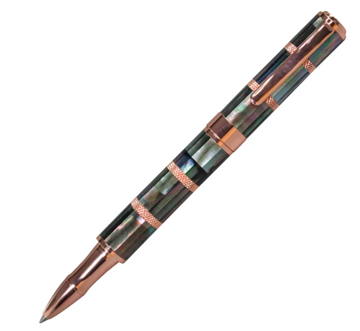 Monteverde Regatta Black Mother Of Pearl Rollerball Pen, Rosegold Trim 3 Monteverde Regatta Black Mother Of Pearl Rollerball Pen, Rosegold Trim